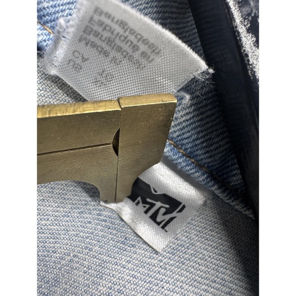 MTV Jacket Mens‎ XL Light Wash Denim Trucker Graphic Painted Sleeves H&M Divided - Picture 15 of 16
